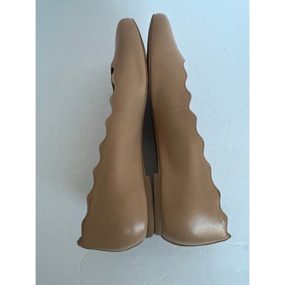 Copper Key Lovely Leather Beige Tan Scalloped Edge Ballet Flat Comfort Shoes 8 - Picture 5 of 8